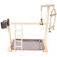 POPETPOP Mesa de Juegos de Loros Soporte de Juegos de Aves Columpio Loro Parque Infantil Percha de Madera Gimnasio…